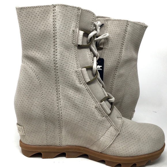 🔴 SOLD Sorel Joan Of Arctic Wedge II Waterproof Suede Perforated Gray Boots 9M - Picture 8 of 11